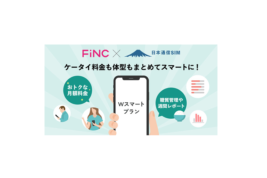 日本通信SIM × FiNC 月額料金1,580円の「Wスマートプラン」販売開始