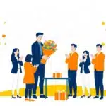 送別会で花束を贈るイメージ